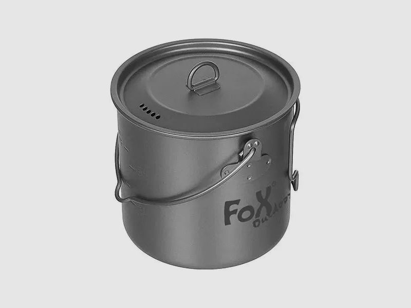 Fox Outdoor Topf Titan klein 1.1 L mit Deckel und Klappgriffen