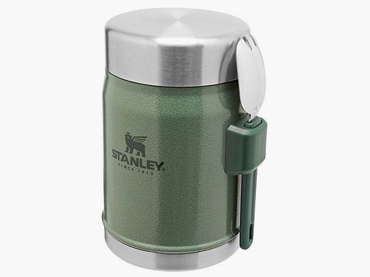 Stanley CLASSIC FOOD JAR + SPORK 414ml, Steel 18/8, Spork, Vacuum Insulation, Hammertone Green, Dishwasher Safe