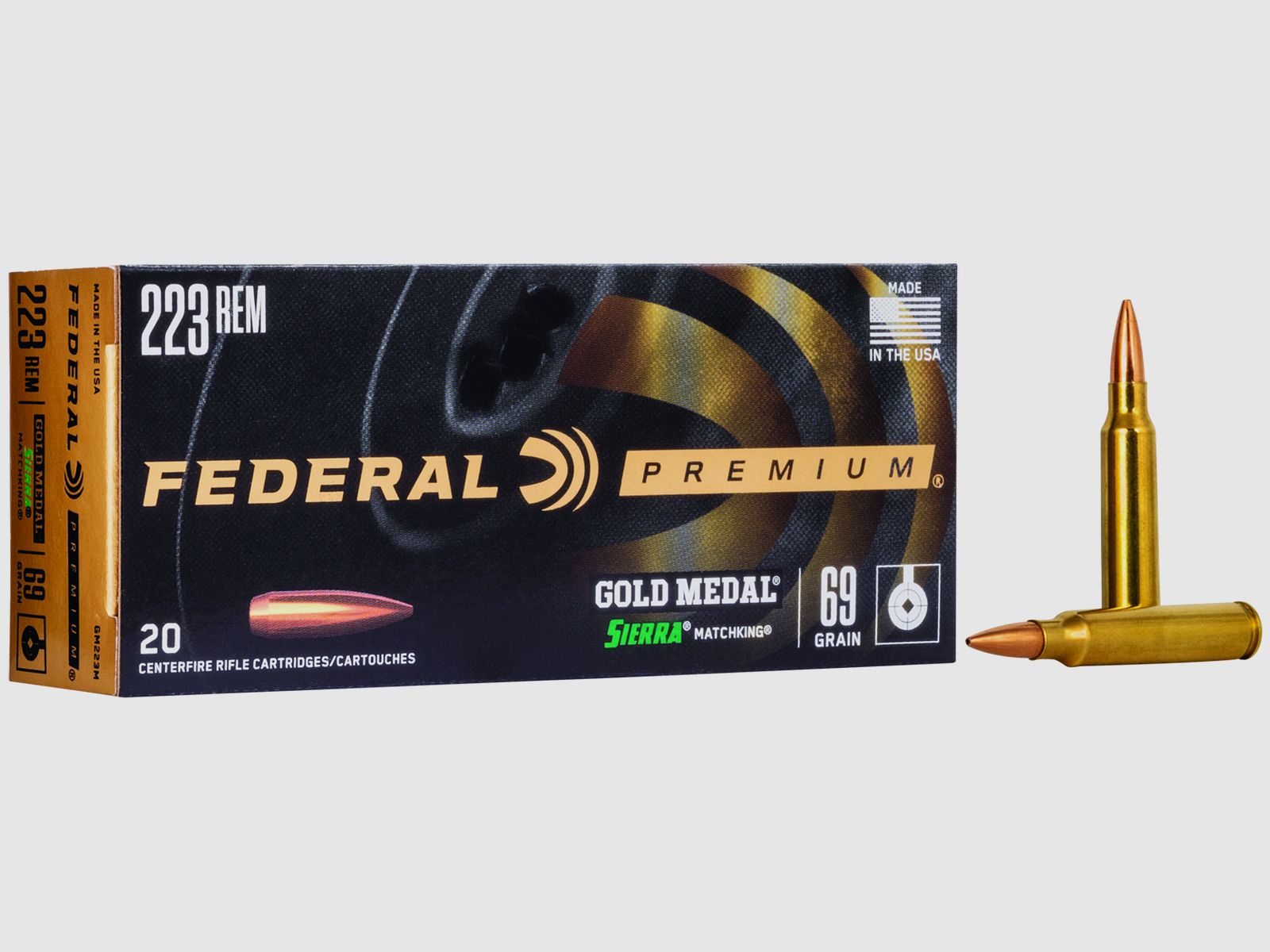 Federal Rifle Ammunition Gold Medal .223 Rem 4.5g Sierra Matchking Boat Tail Hollow Point