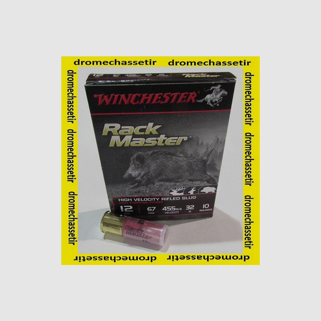 Boite 10 cartouches Winchester 12/67, slug Rack Master 32 grammes