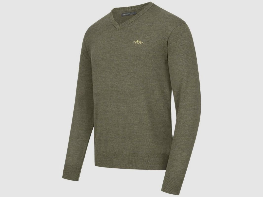 Blaser Men's Merino V-Neck Sweater Dark Olive XXL