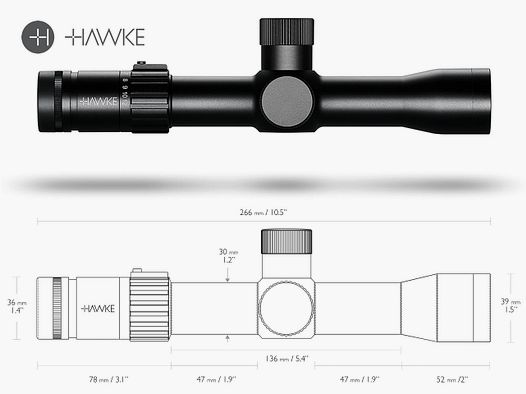 Zielfernrohr HAWKE Airmax 30 TOUCH 3-12x32 AMX IR, 30 mm Tubus, Seitenfokus, AMX Absehen beleuchtet