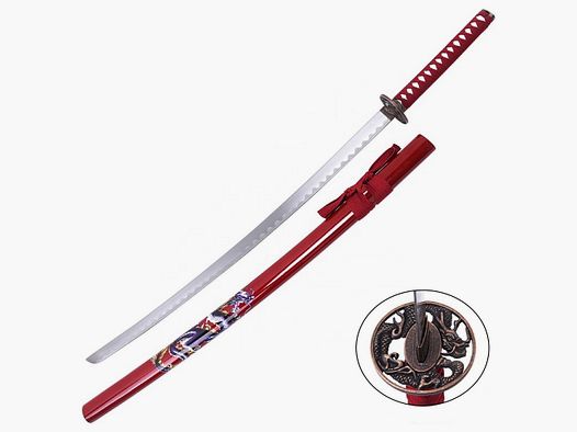 Katana Megami Rosso con motivo di drago colorato