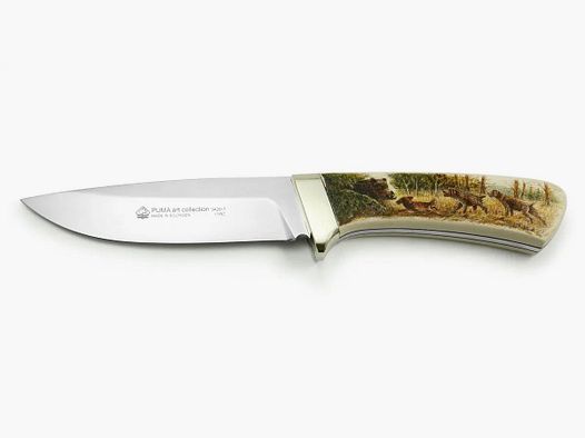 Collezione d'arte PUMA, cinghiale in posa / segnale di corno (Halali), coltello da cervo, unico