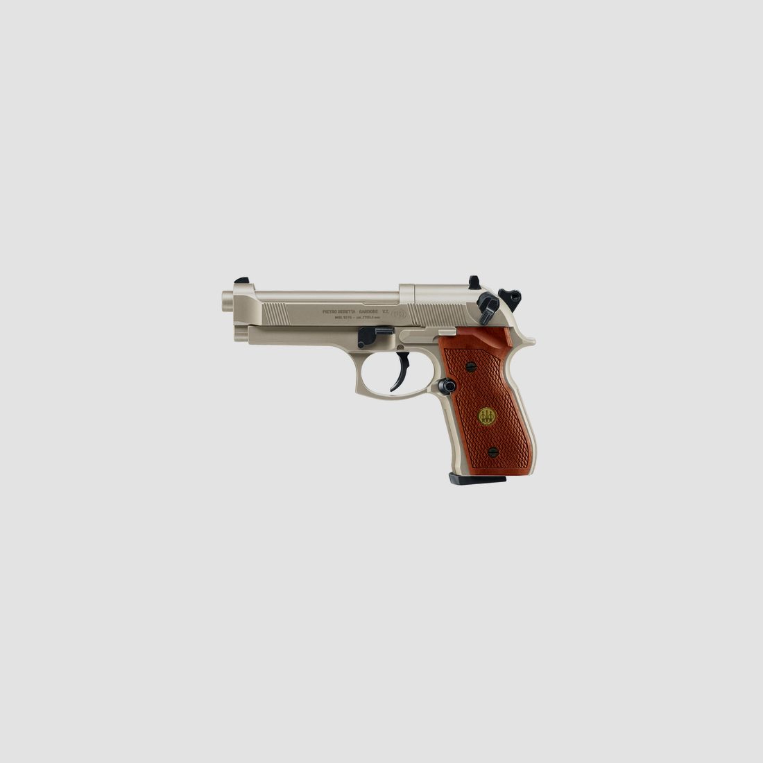 Beretta M92 FS 4.5mm vernickelt, Holzgriffschalen