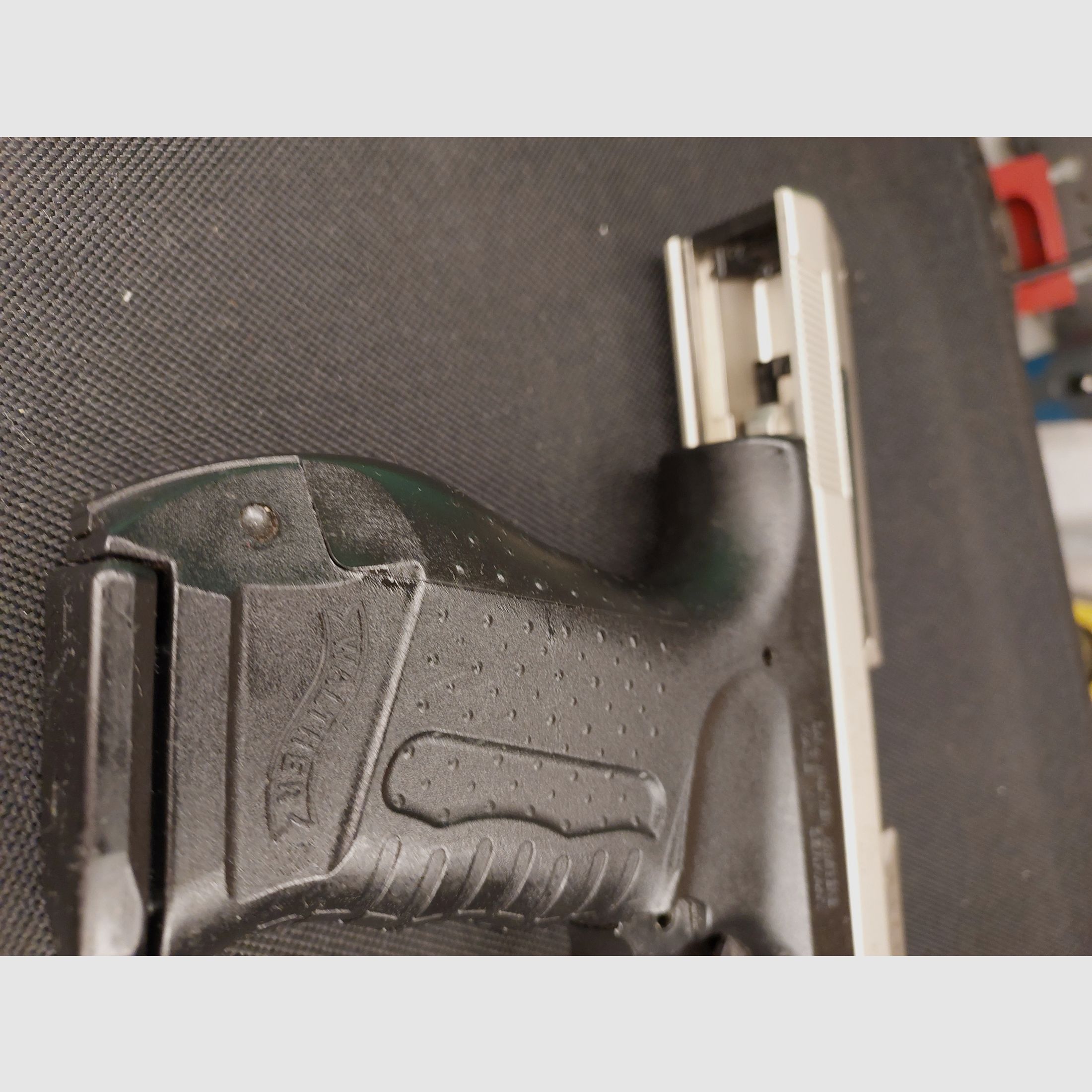 Walther P99 blank firing pistol 9mm P.A.K. bicolor nickel (PTB 762) P 99 with 2 magazines