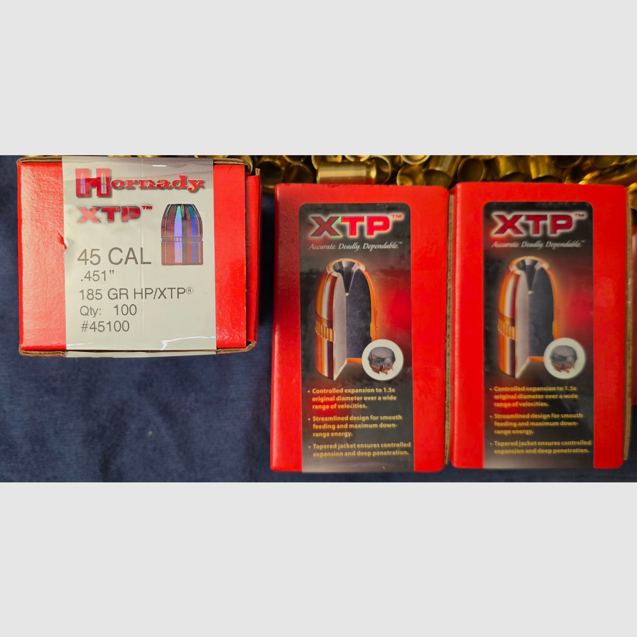 380 pièces de projectiles .45 ACP Hornady XTP + H&N Sport détaillant & Natermann