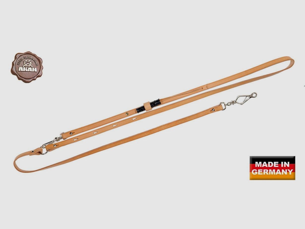 AKAH Oberländerleine z skóry Fahl z gwizdkiem