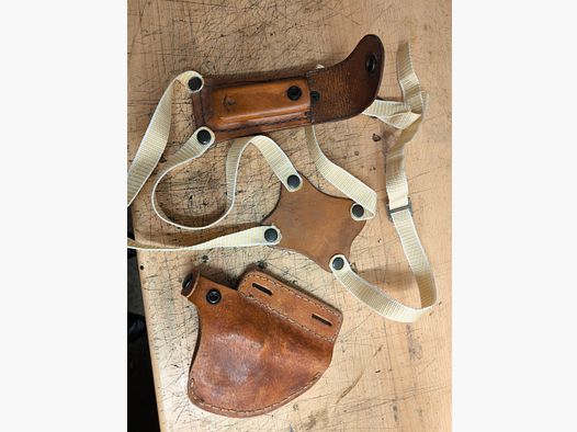 Shoulder holster with magazine pouch Handmade leather