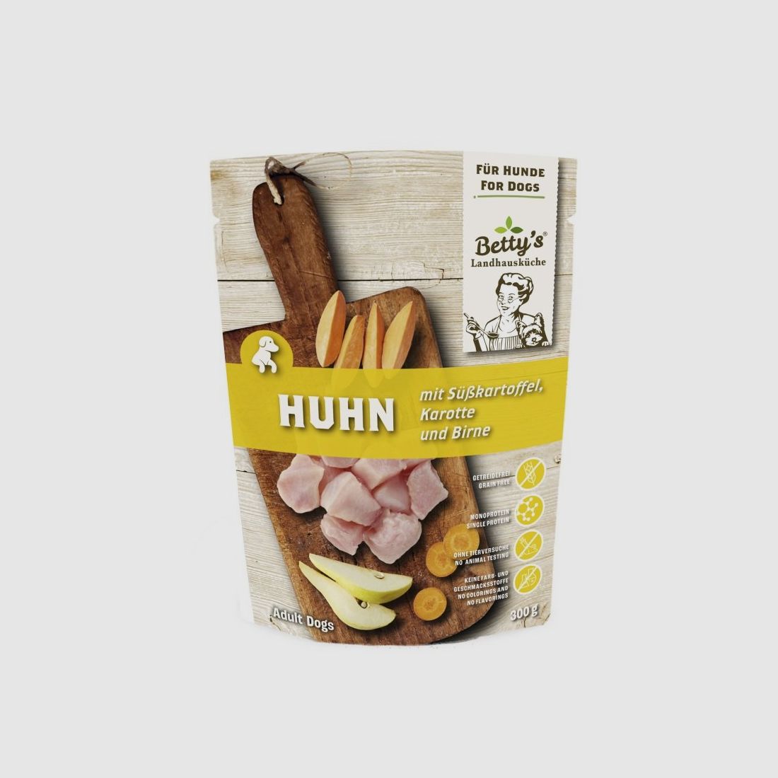 Betty's Landhausküche Hunde Nassfutter Frischebeutel Huhn mit Süßkartoffel 300g