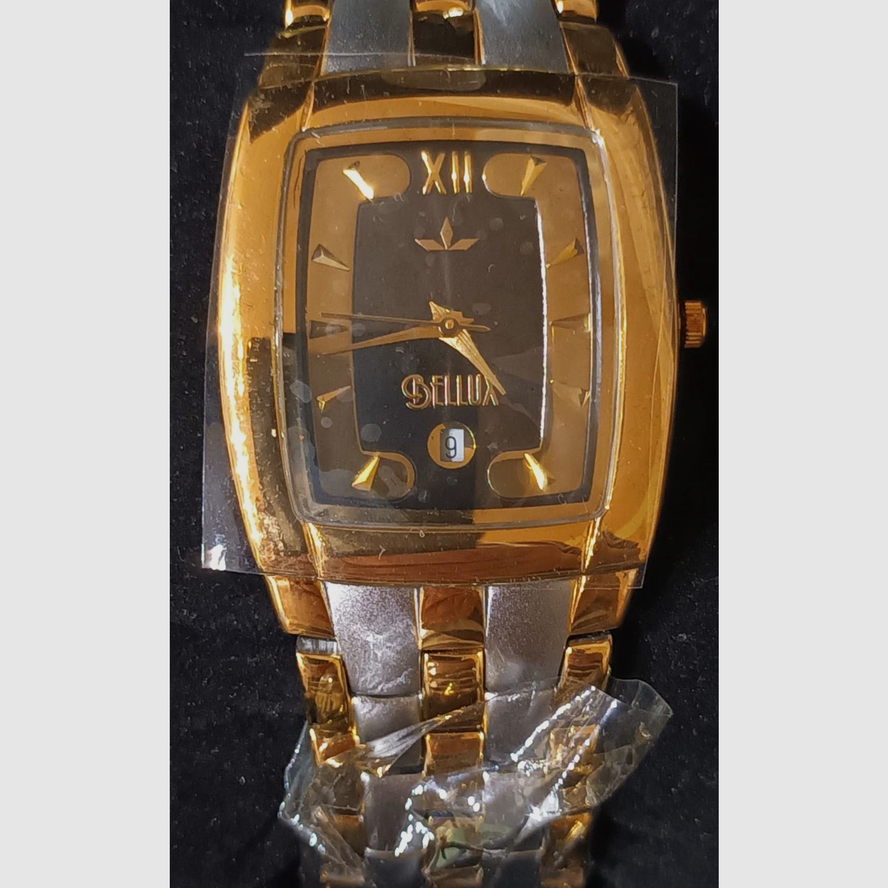 Montre pour hommes et femmes, plaqué or 23 K, date