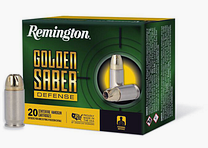 Remington Munitions de Pistolet .380 Auto 6,50g Laiton Chemisé Hollow Point Golden Saber Defense