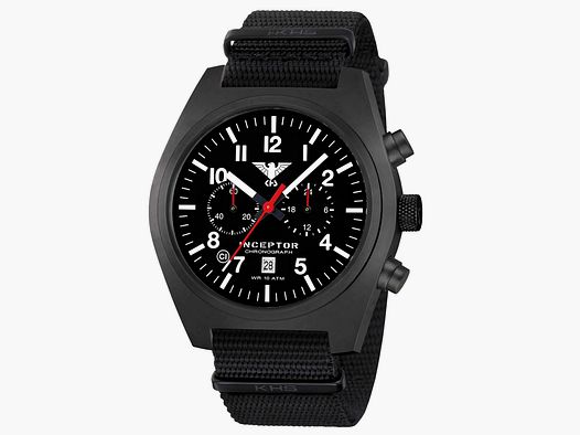 KHS KHS Uhr Inceptor Black Steel Chronograph Natoband schwarz