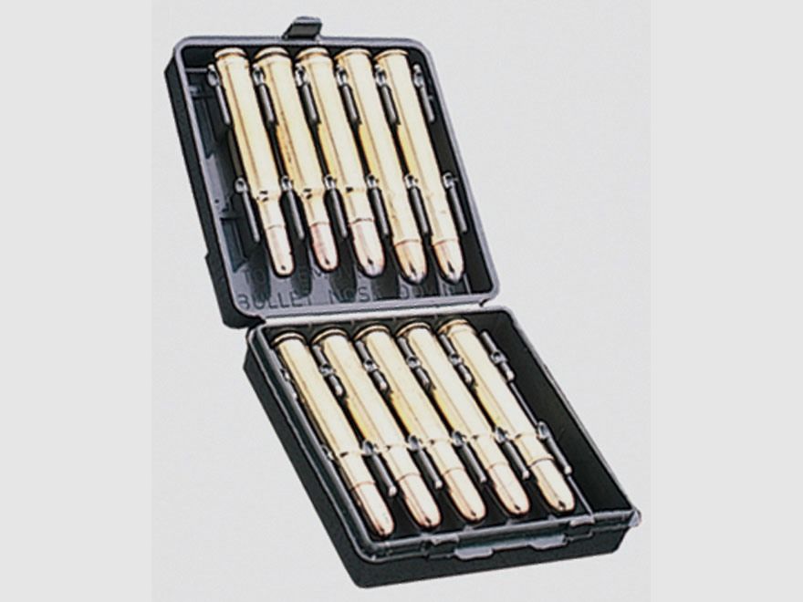 MTM scatola per cartucce BUF-10-70 marrone pieghevole per 10 cartucce .378 Wby. - .500 Nitro Express