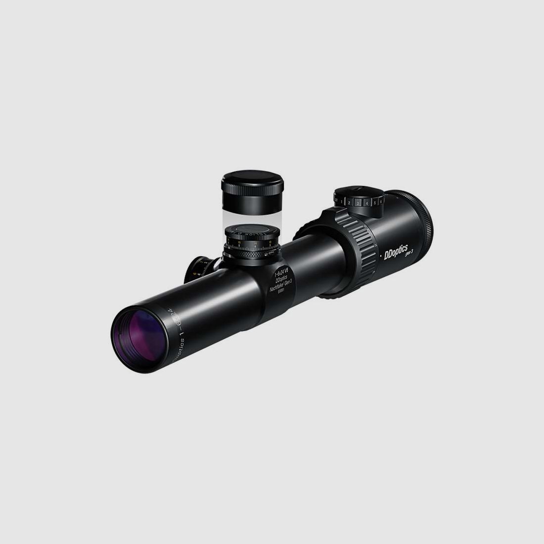 DDoptics Zieloptik Nachtfalke Gen.3 1-6x24  fineCross Absehen MRAD IFiber Automatik, Bild 1 von 4