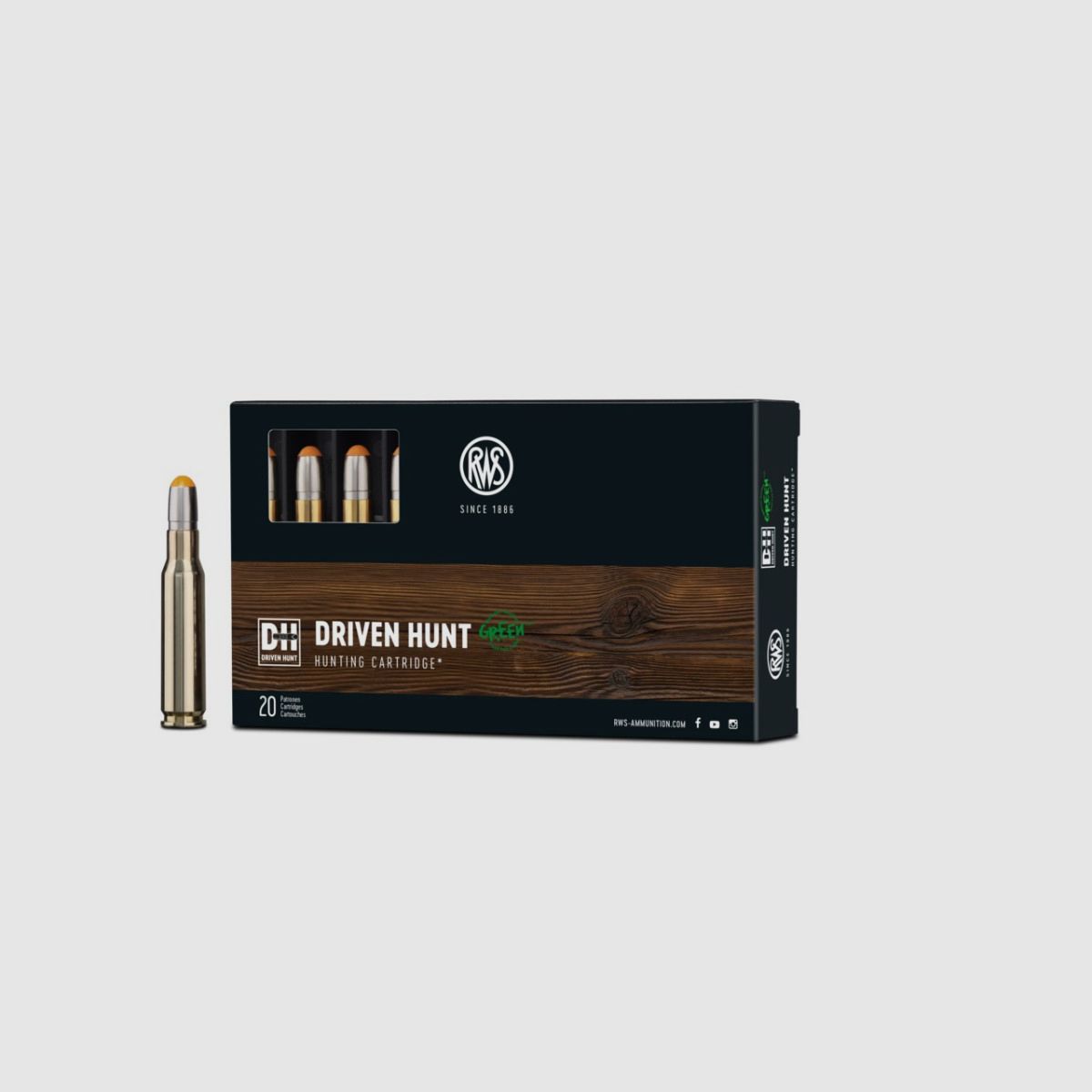 RWS 9.3x62 16.2G 250GR SHORT RIFLE DRIVEN HUNT GREEN SANS PLOMB BTE20, image 2 sur 2