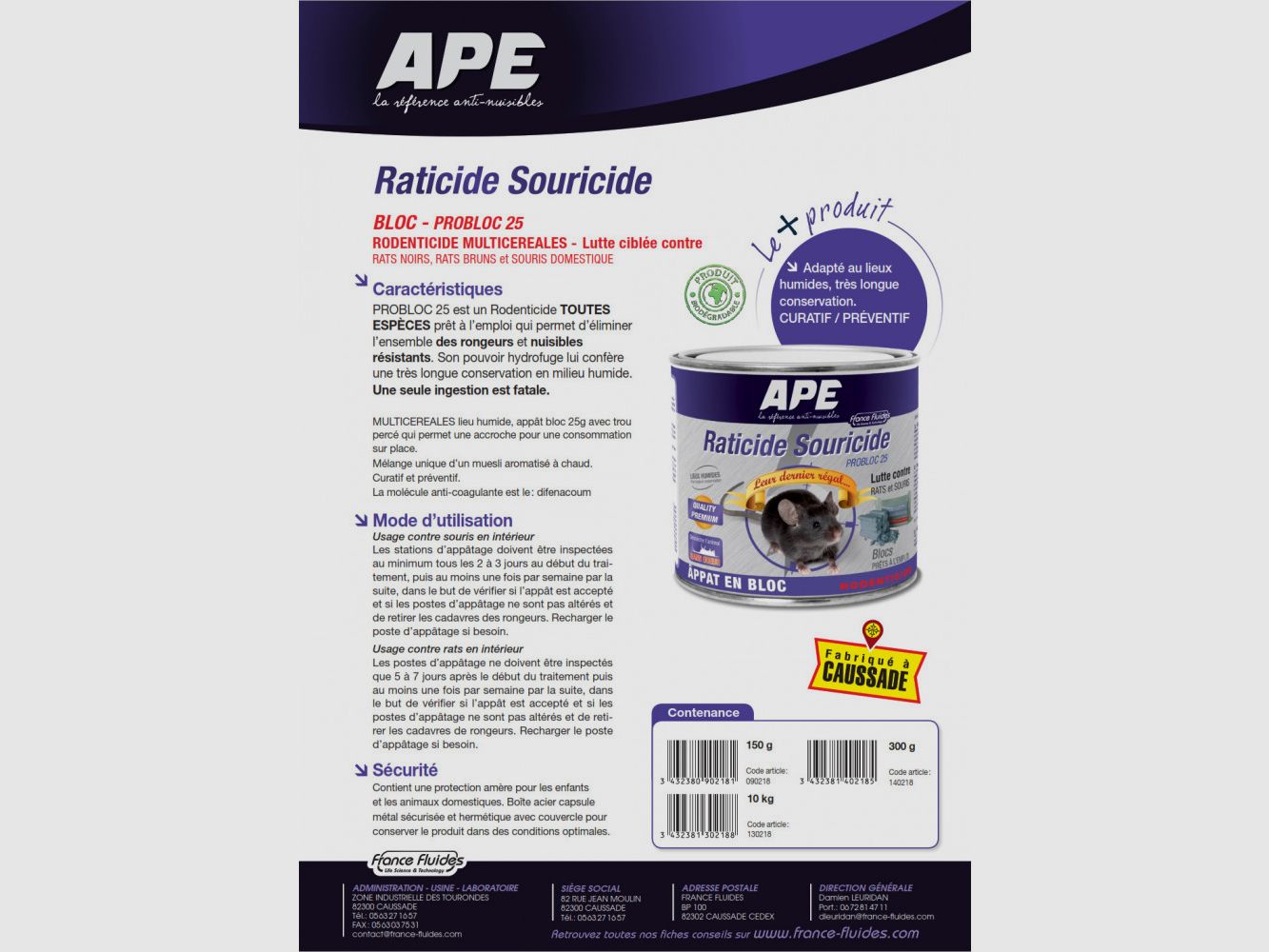 Rodenticide and mouse bait in cubes Probloc 10kg