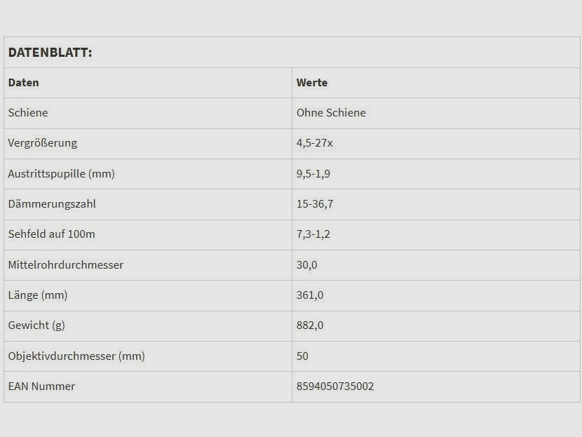 Zielfernrohr Optika6 4,5-27x50 RD SFP