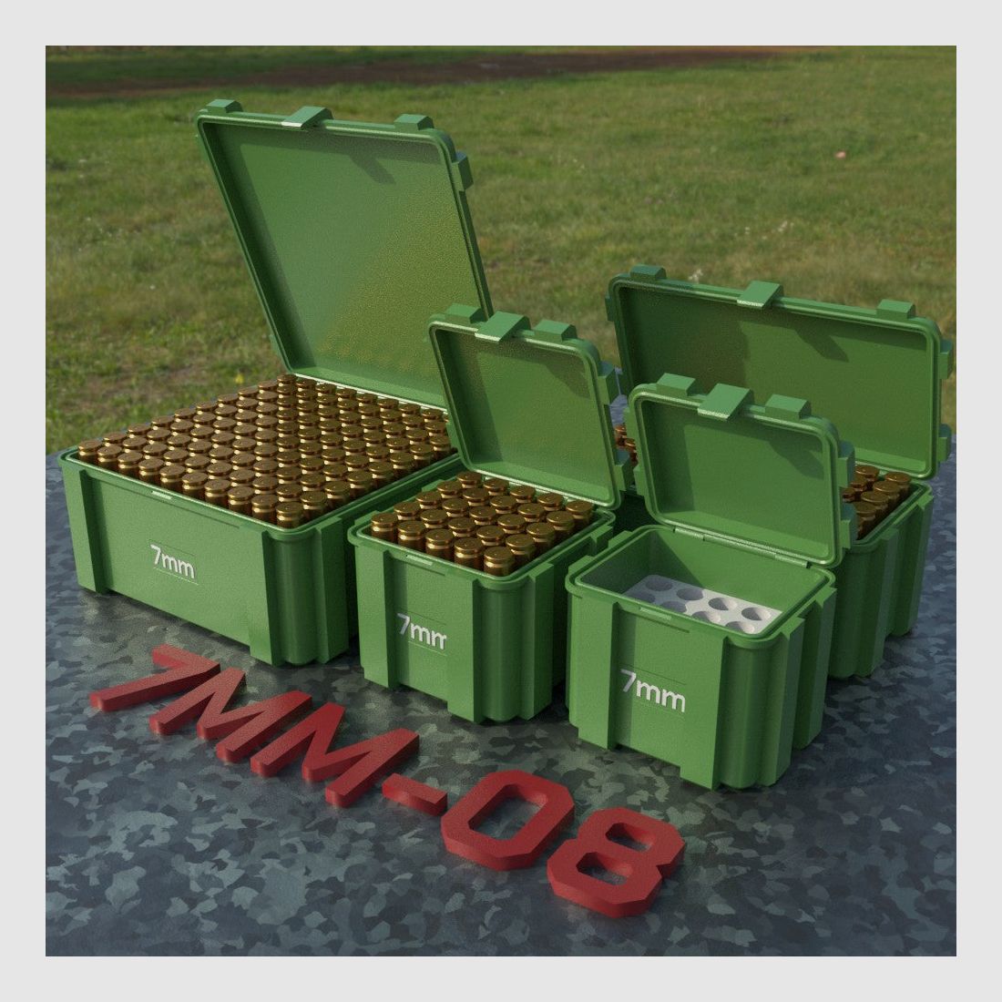 Filamelt Munitionsbox / 7mm-08 REM / ‘Klappdeckel’ / Patronenbox, Ammo Box