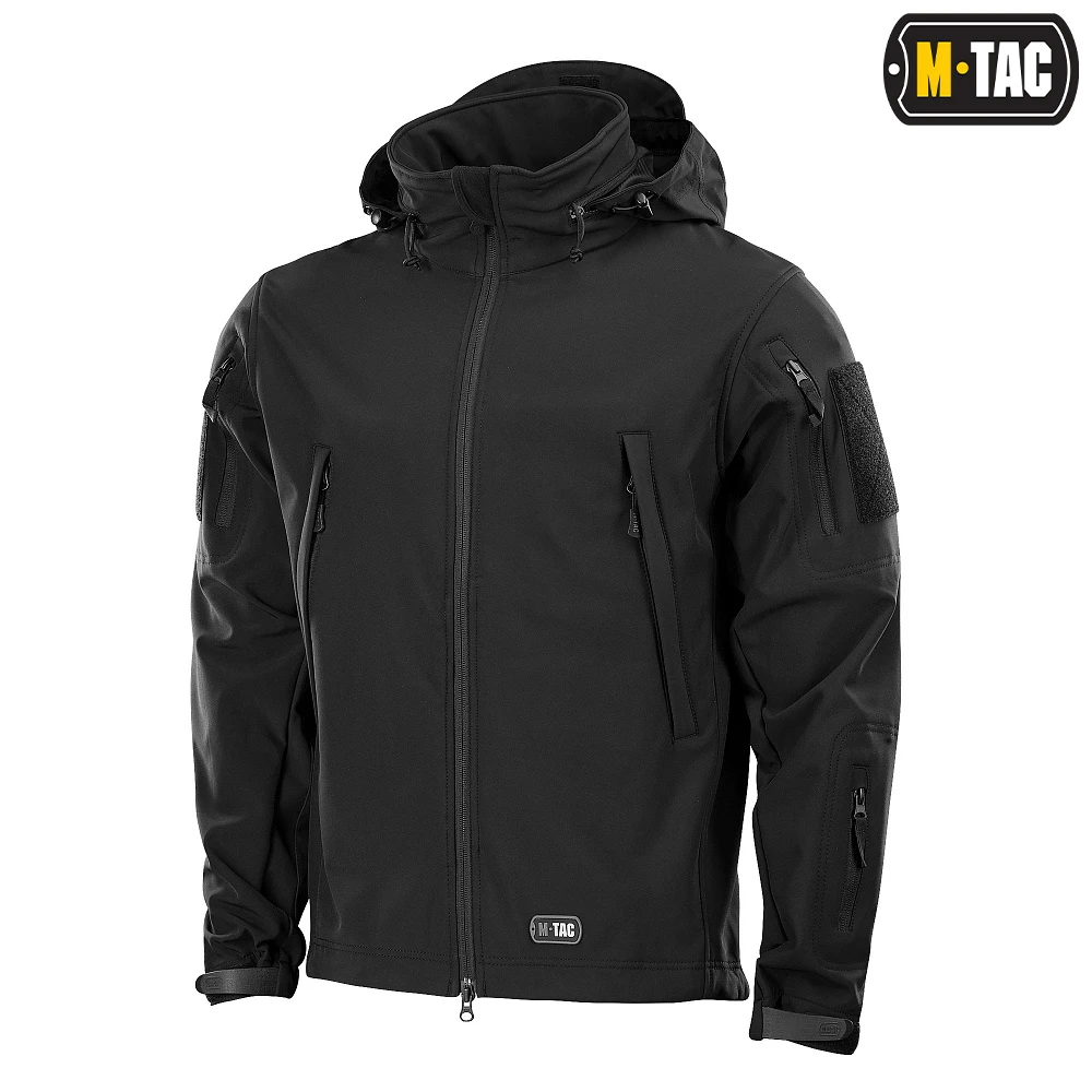 Gefütterte Softshelljacke mit Kapuze M-Tac 20201002, schwarz