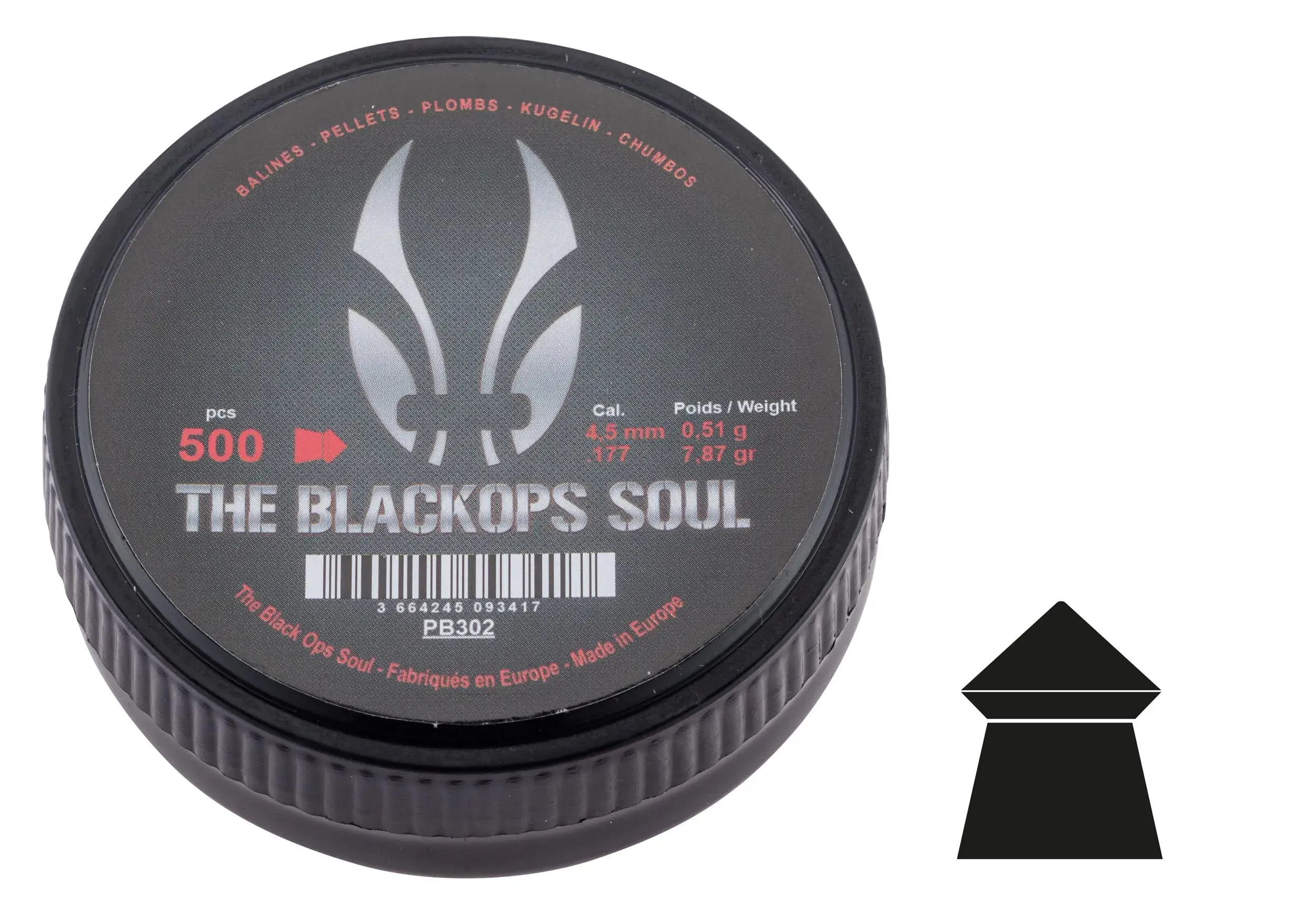 Plombs The Black Ops Soul Tête Pointue Calibre 4.5 MM, image 2 sur 8