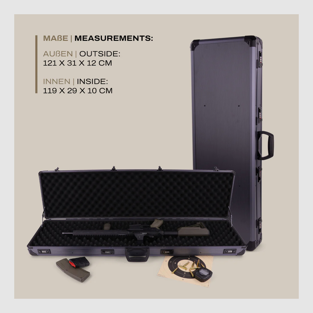 Winter W13 Alu Funda para Rifle 93 cm – funda de aluminio compacta para arma larga