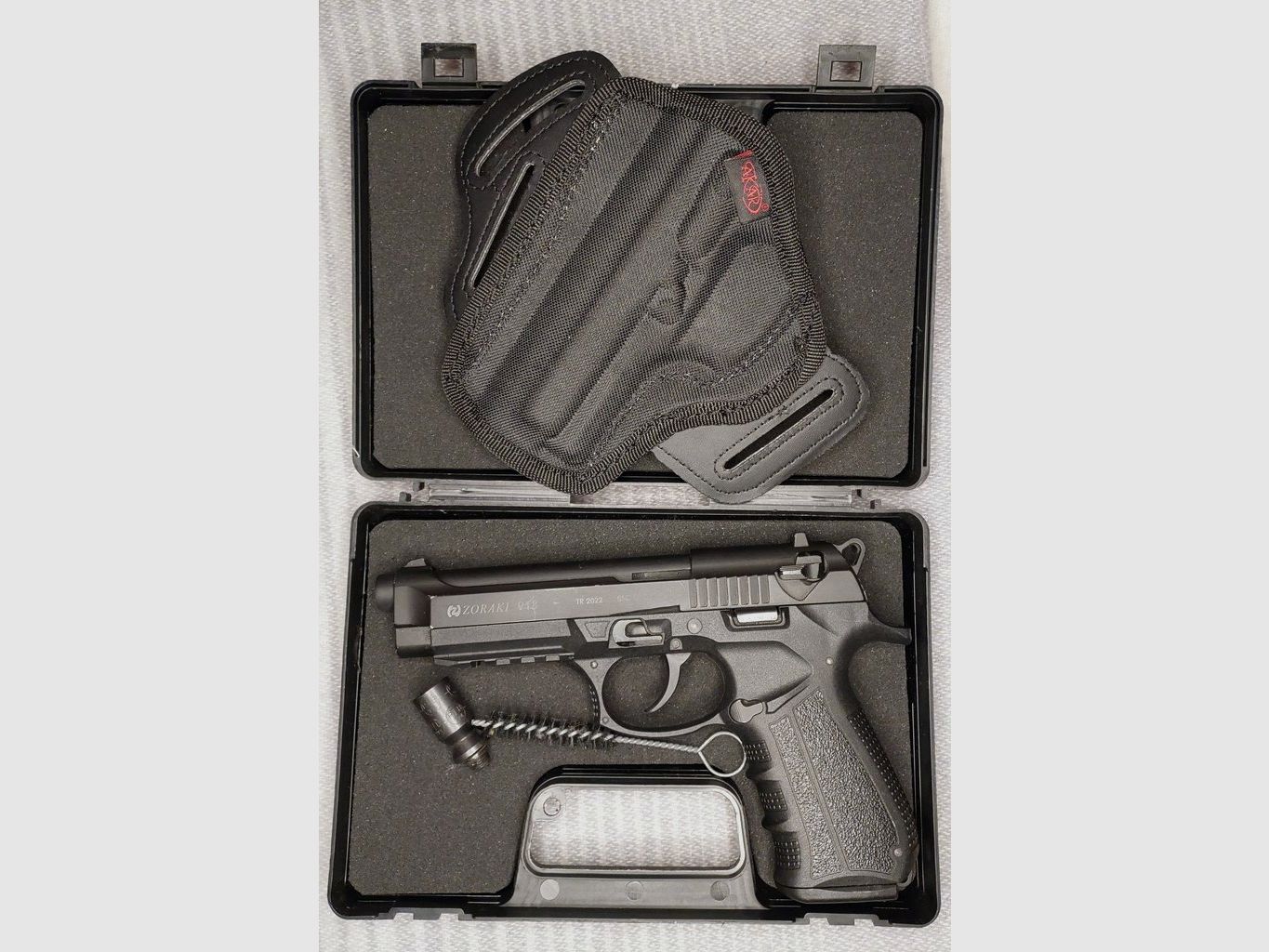 Zoraki 918 9mm P.A.K. schwarz (PTB 1024) mit zwei Magazinen (1x18er - 1x25er) und neuem First Strike Cordura Holster