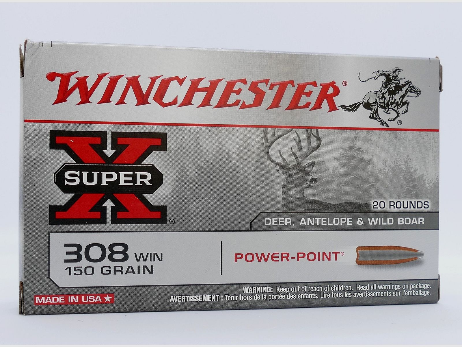 Winchester .308 Win. Power Point 9,7g/150grs Büchsenpatronen