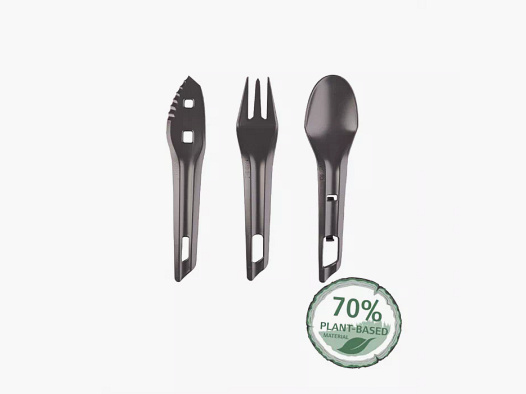 The Ocys™ (Outdoor Cutlery Set) Wildo® dark gray 3-piece.