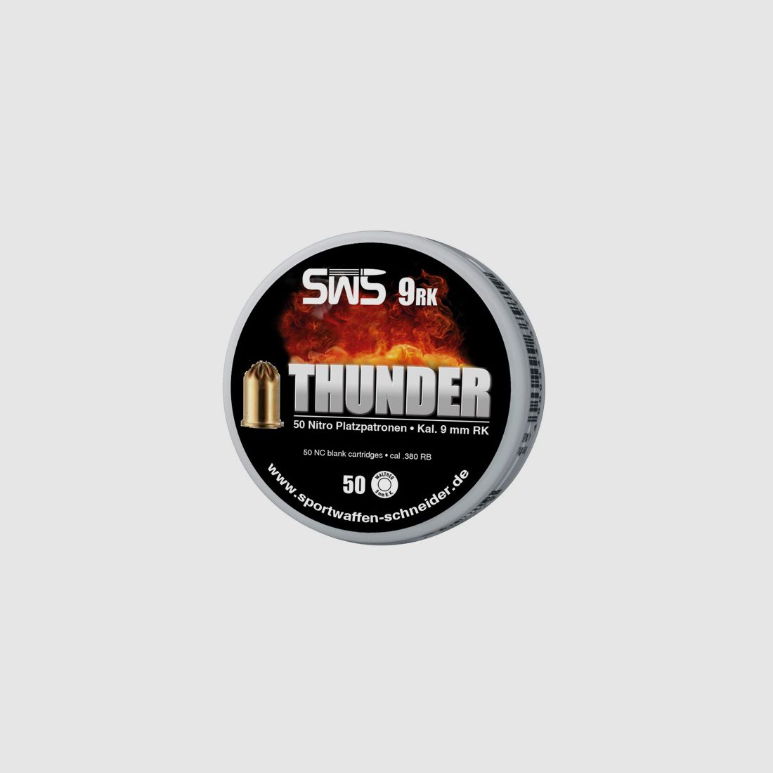 Platzpatronen SWS Thunder Nitro Kaliber 9 mm R.K. fĂĽr Revolver Messing 50 StĂĽck (P18)
