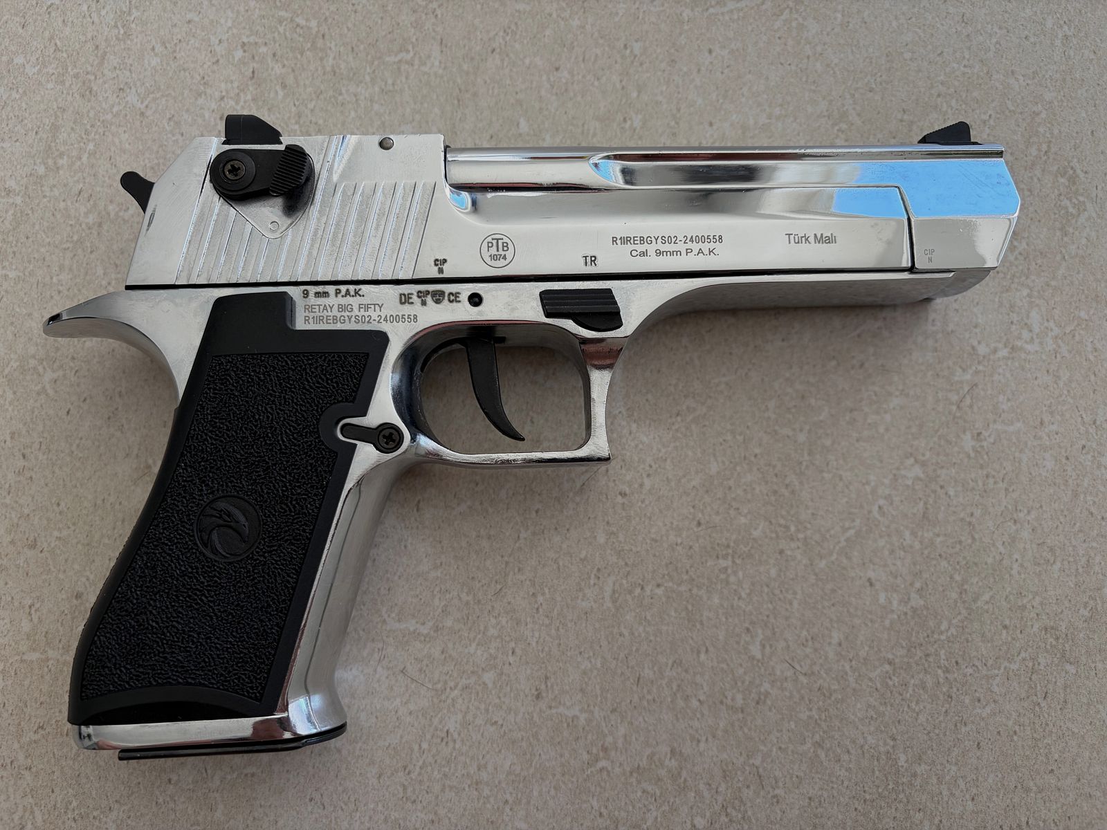 Retay Big Fifty Chrome | Neu | 2 Magazine | OVP | 9 mm P.A.K. 