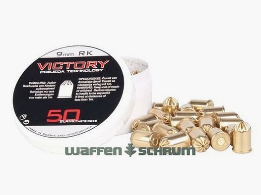 Victory 9mmR.K. Knallpatrone vermessingte Stahlhülse