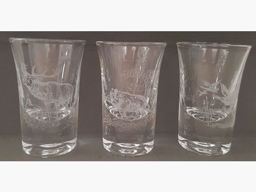 6 bicchieri da liquore con 3 motivi