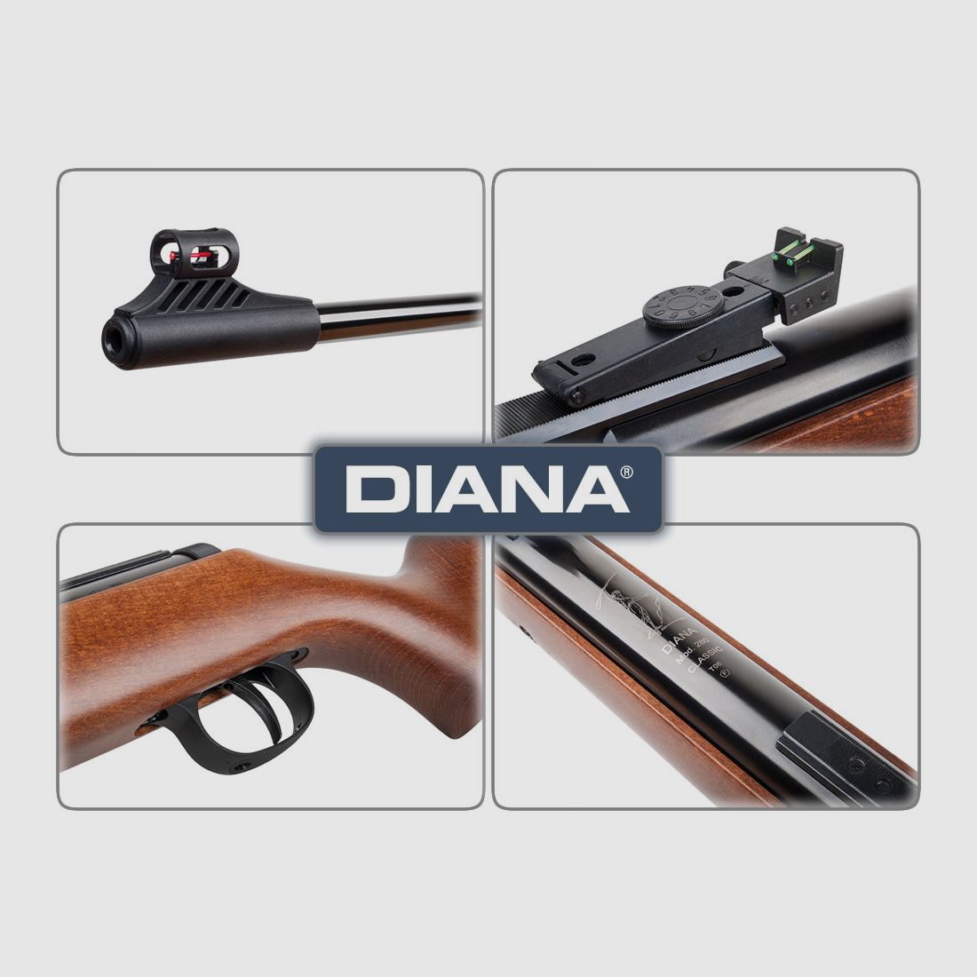 Kipplauf Luftgewehr Diana 280 Classic Truglo Fiberoptik Buchenholzschaft Kaliber 4,5 mm (P18)