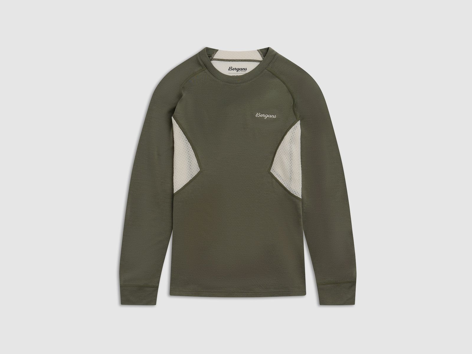 Bergans Inner:Pure Merino L/S Thermoshirt Women Green Mud/Cream XL