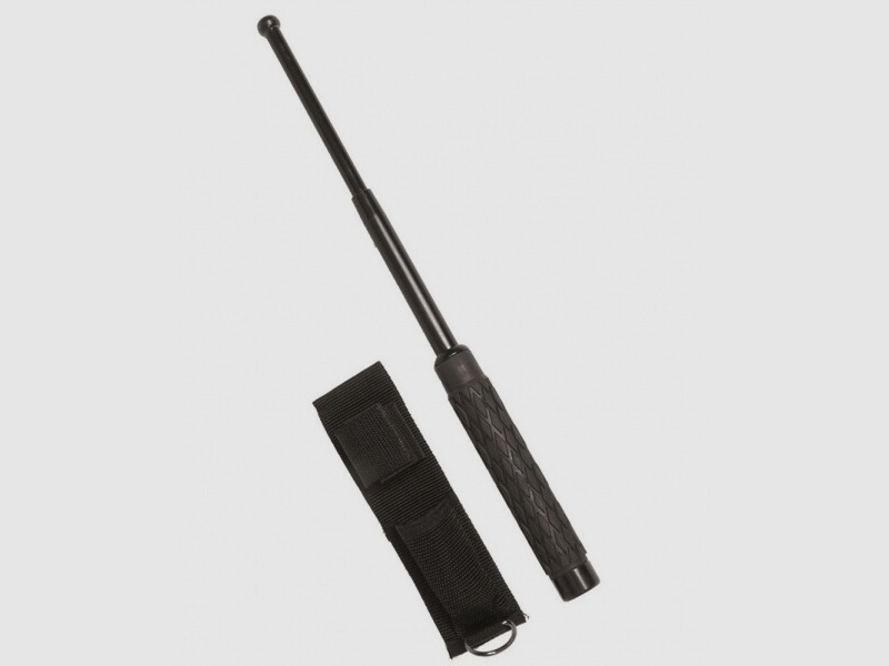 Teleskop Schlagstock 25,5/66cm Schwarz + Tasche / Holster