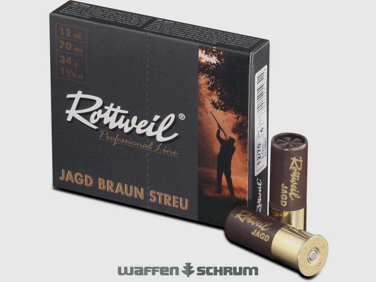 Rottweil 12/70 Jagd braun Plastik STREU 2,7mm - 34g