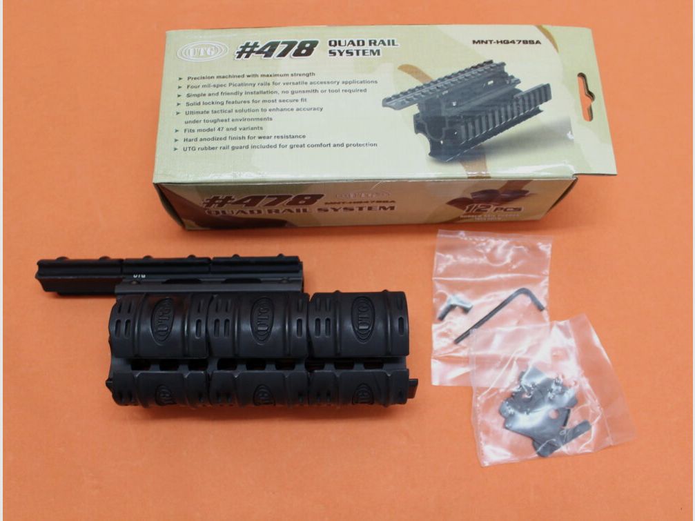 UTG - Leapers Kalashnikov AKM: 4-Rail-System/-Handschutz UTG (MNT-HG478SA) Alu schwarz inkl. Railprotektoren
