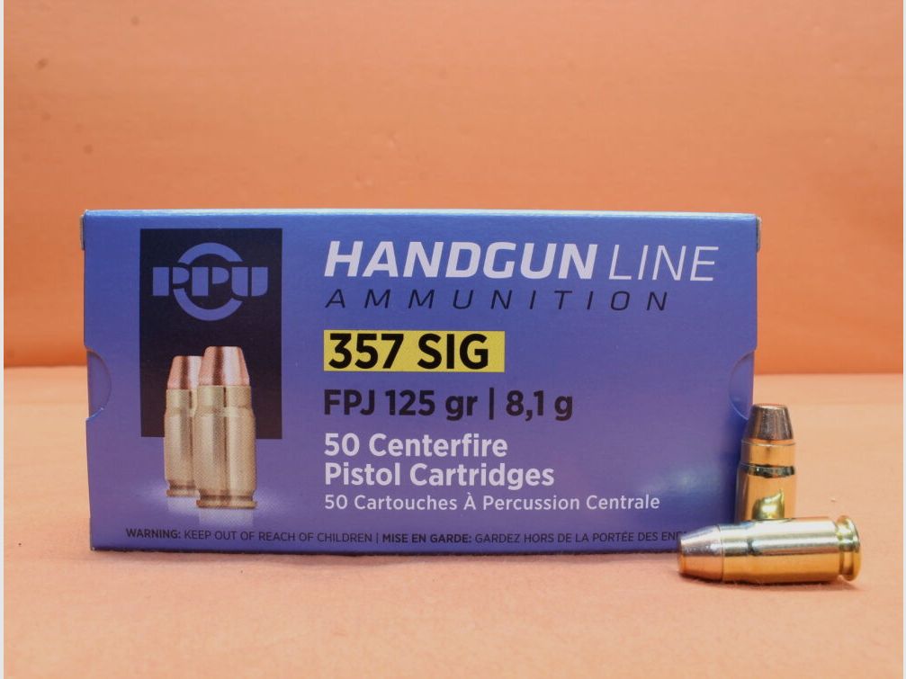 PPU Prvi Partizan Cartouches .357SIG Prvi Partizan 125grs FPJ (A-446) VE 50 cartouches/ 8,1g Full metal jacket tête plate