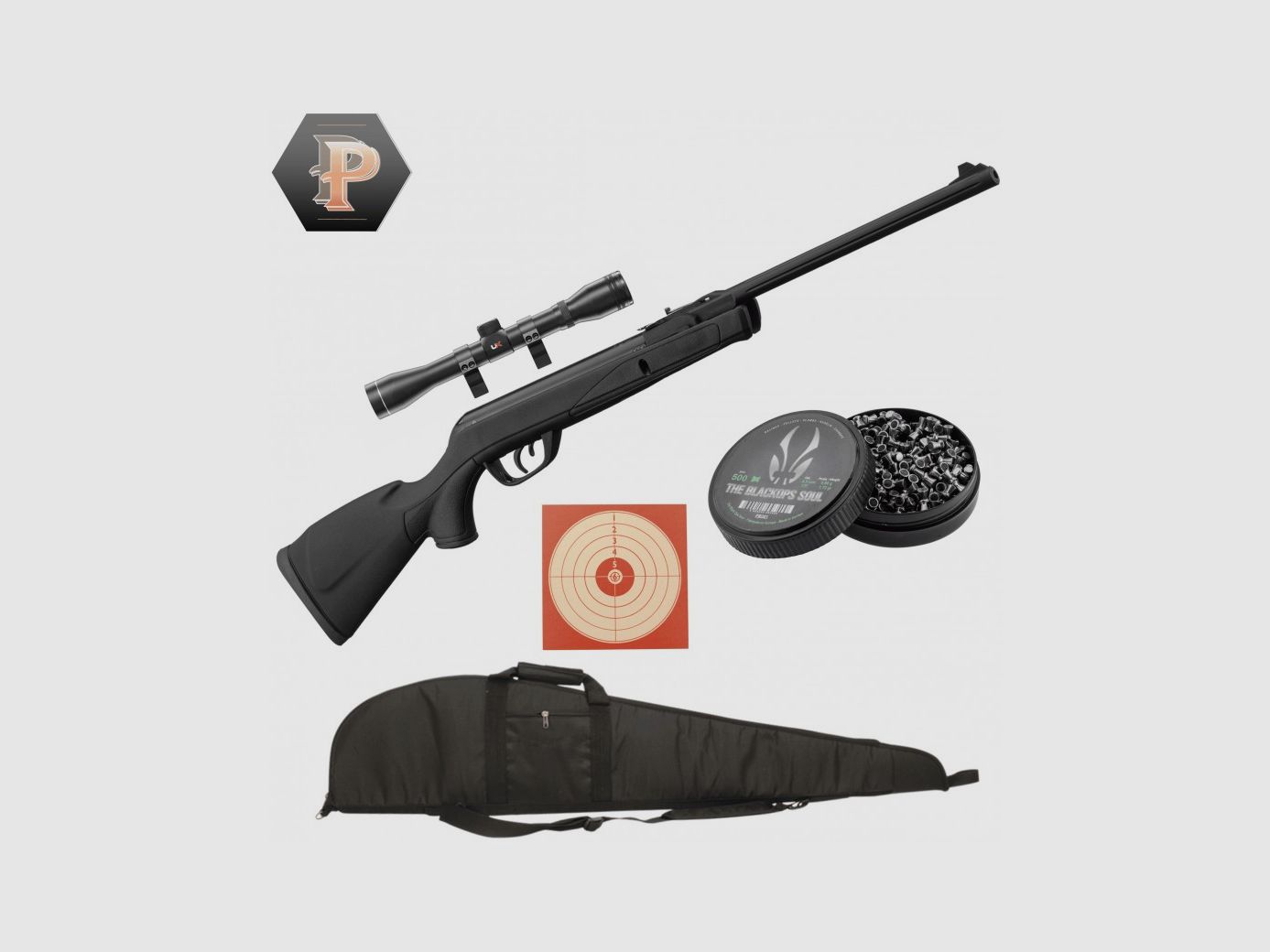 GAMO Delta Black synthetische Büchse - 4,5mm - 7,5J + Diabolos + Zielfernrohr + Ziele + Futteral, Bild 6 von 6