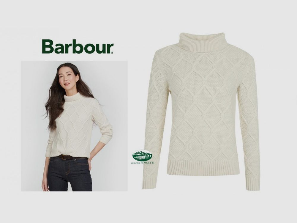 BARBOUR BURNE cable knit turtleneck cream color women