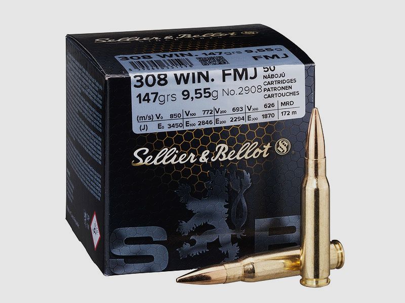 Sellier & Bellot .308 Winchester, FMJ 147 grs 1 Packung (50 Schuss á 0,898 €*)