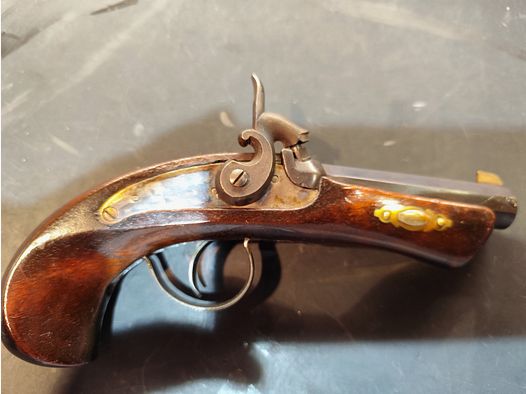 Front-loading pistol percussion Derringer .45 + .41 black powder