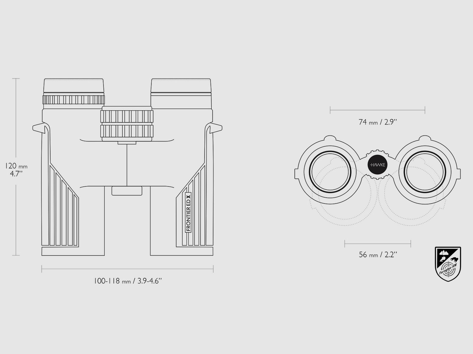HAWKE 38006 Frontier H DX 8x32 binocolo grigio con accessori