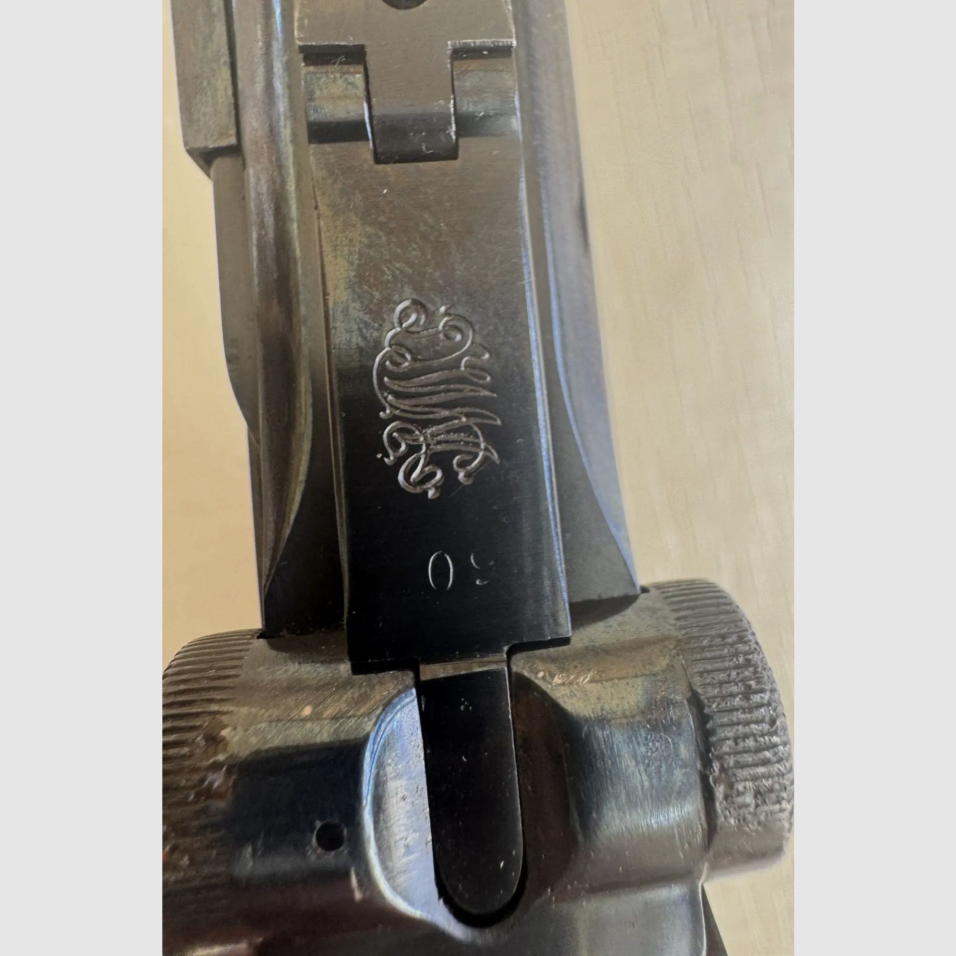 DWM P08 Artillerie – Lange Pistole 08 Modell 1915 mit Anschlagschaft