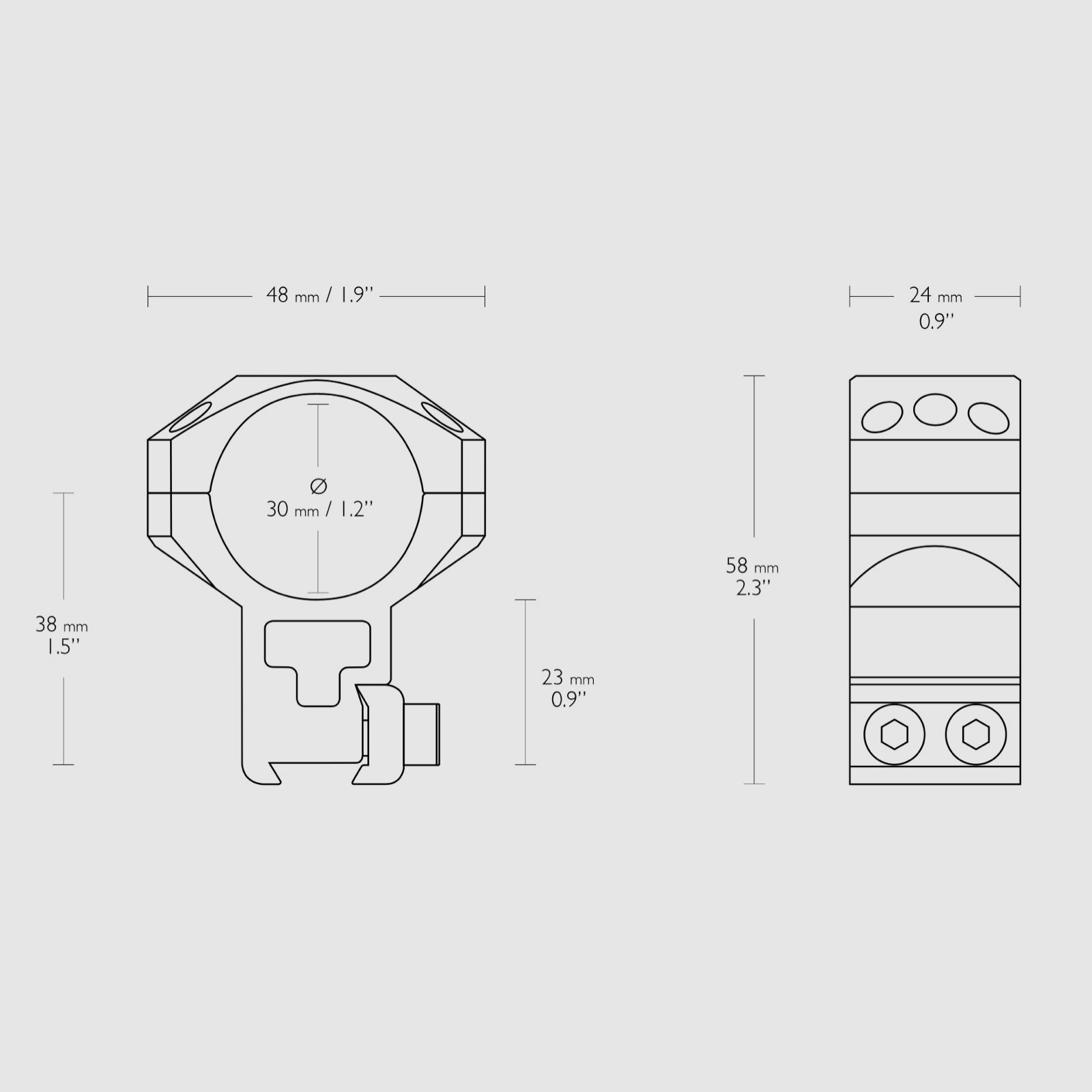 HAWKE 24108 tactical ring mount 9 to 11mm Extra High 30mm 2 pieces