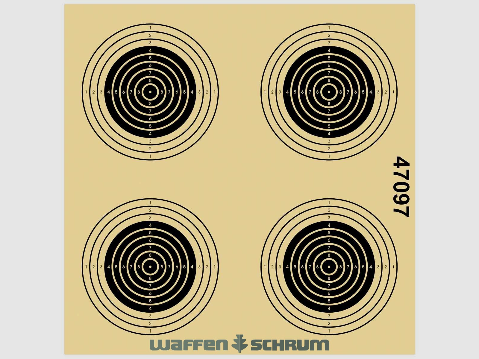 Disques d'entraînement Brown Network pour carabine à air 4 miroirs avec tous les cercles, numérotés format : 12x12cm