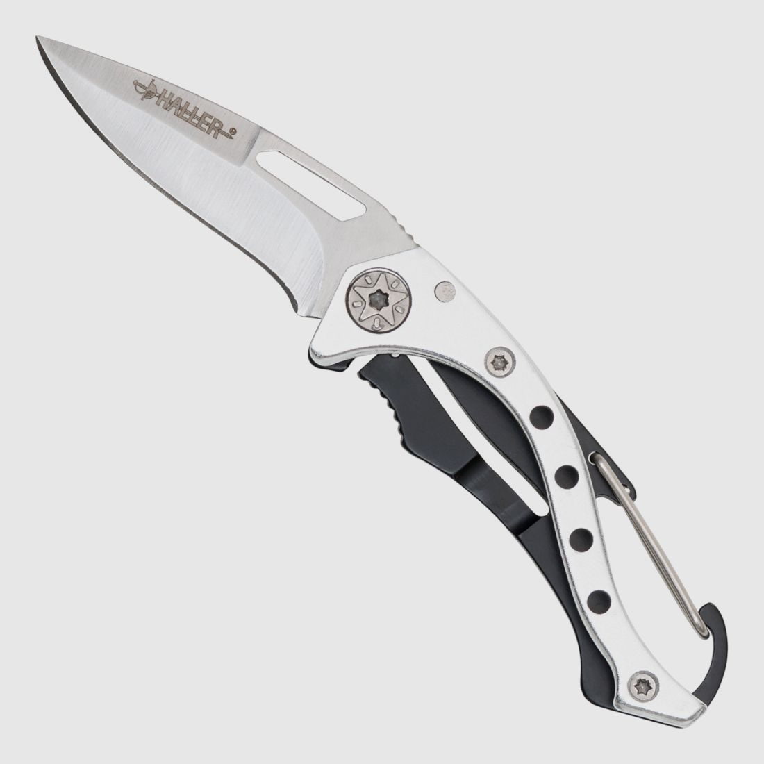 Messer mit Karabiner silber