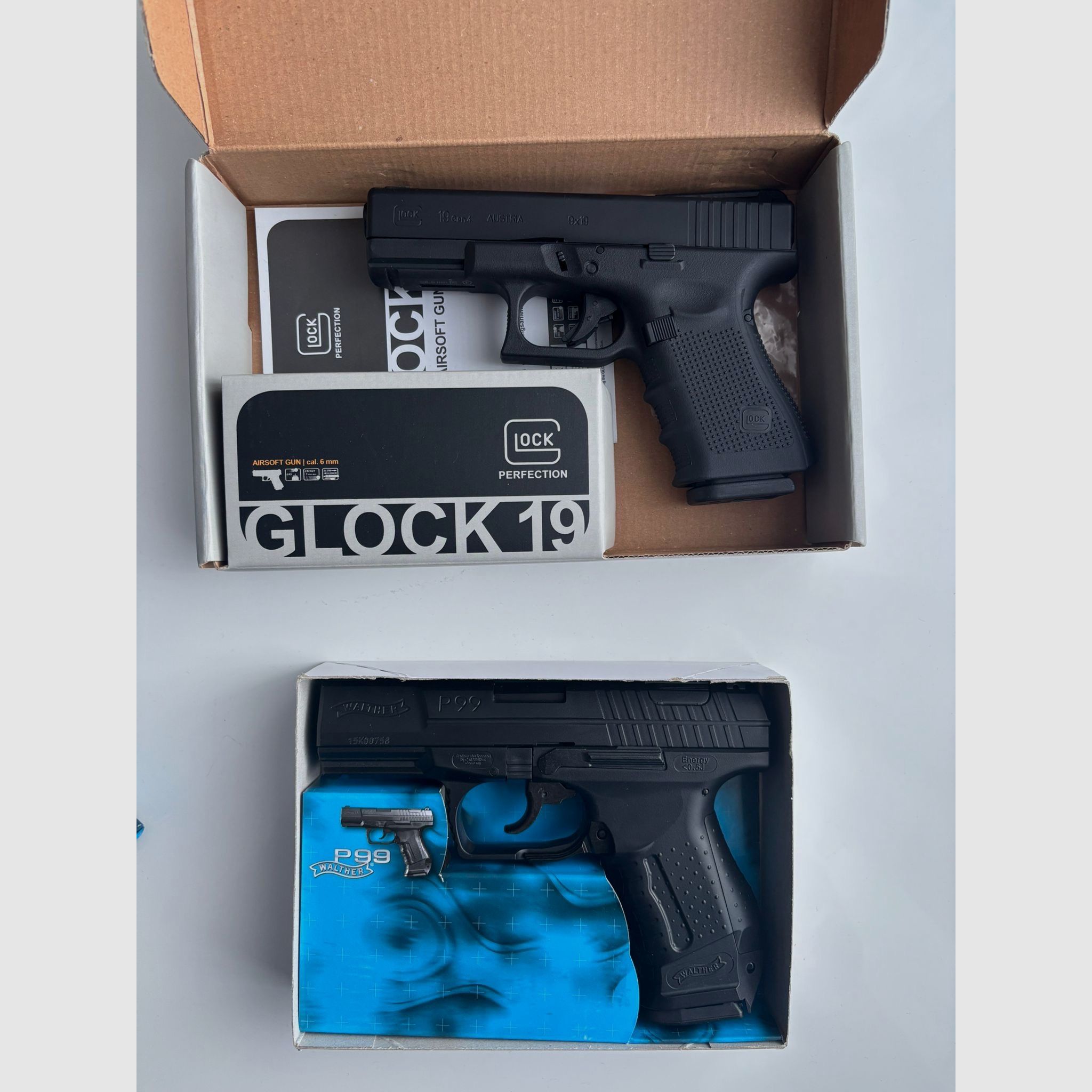 2 Airsofts Glock 19 avec 1,5 réplique originale en tant qu'Airsoft