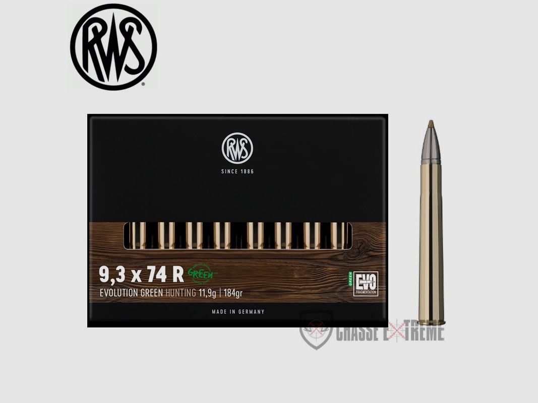 20 Patronen RWS Kal. 9.3X74R 184gr Evo Green